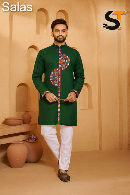 Navratri Special Gamthi Work Salas Cotton Mens Kurta Exporter Gujarat