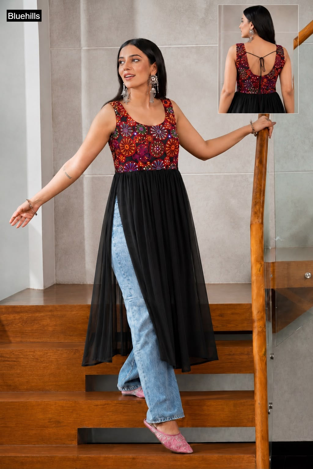 Navratri Special Panghat Bluehills Georgette Kurtis Manufacturer India