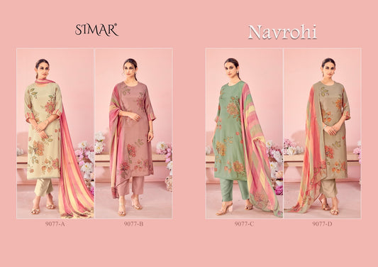 Navrohi Simar Pure Viscose Muslin Pant Style Suits Wholesale Rate