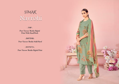 Navrohi Simar Pure Viscose Muslin Pant Style Suits Wholesale Rate