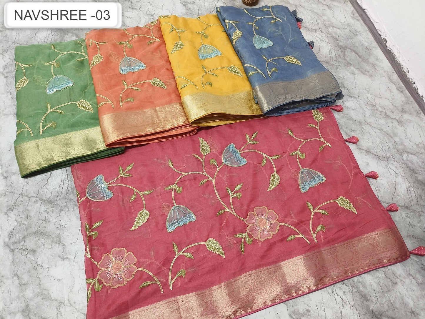 Navshree 3 Kalpveli Organza Sarees Exporter Ahmedabad