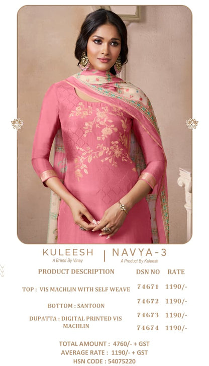 Navya 3 Kuleesh Vinay Fashion Llp Viscose Muslin Pant Style Suits Supplier India