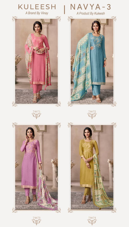 Navya 3 Kuleesh Vinay Fashion Llp Viscose Muslin Pant Style Suits Supplier India