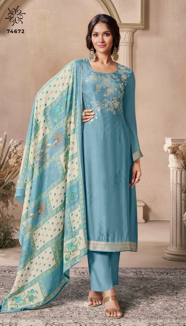 Navya 3 Kuleesh Vinay Fashion Llp Viscose Muslin Pant Style Suits Supplier India