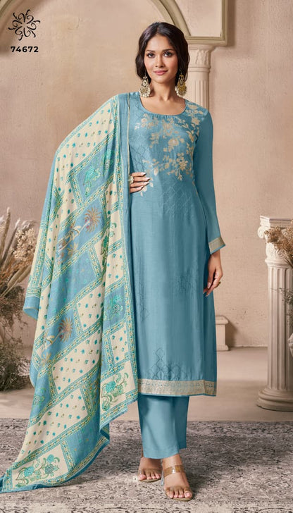 Navya 3 Kuleesh Vinay Fashion Llp Viscose Muslin Pant Style Suits Supplier India