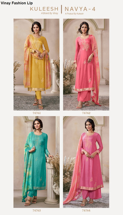 Navya 4 Kuleesh Vinay Fashion Llp Viscose Muslin Pant Style Suits Manufacturer