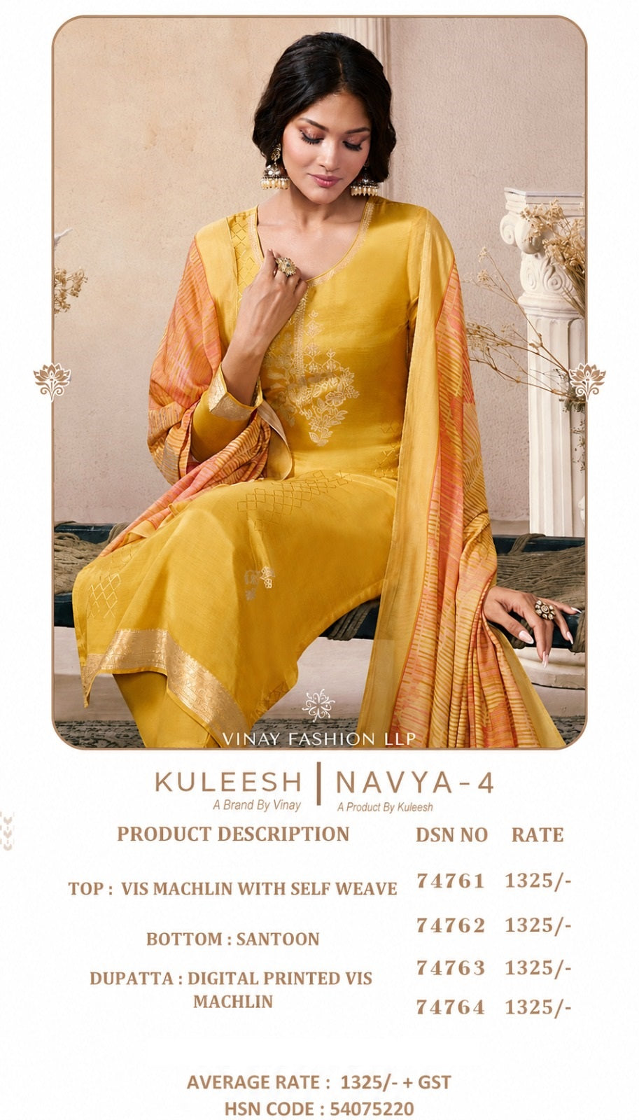 Navya 4 Kuleesh Vinay Fashion Llp Viscose Muslin Pant Style Suits Manufacturer