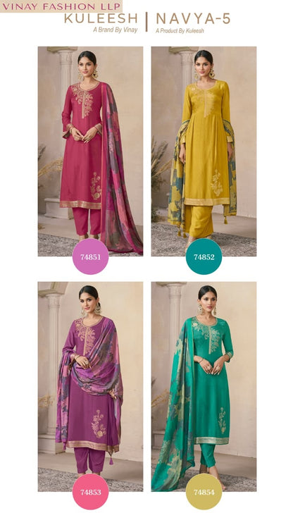 Navya 5 Kuleesh Vinay Fashion Llp Viscose Muslin Pant Style Suits Supplier India