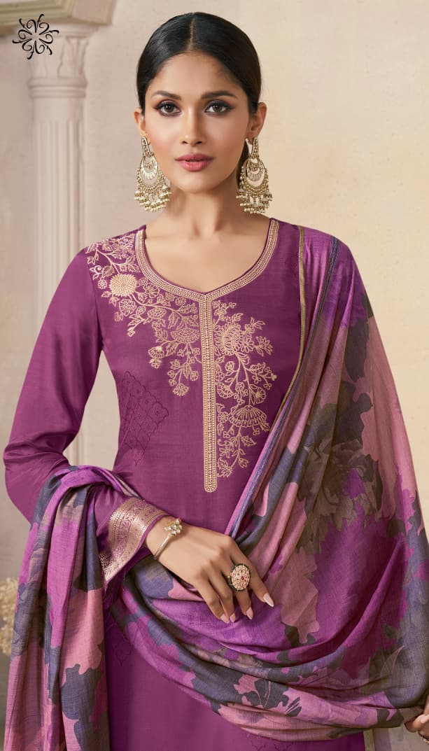 Navya 5 Kuleesh Vinay Fashion Llp Viscose Muslin Pant Style Suits Supplier India