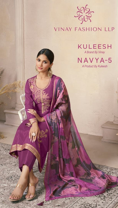 Navya 5 Kuleesh Vinay Fashion Llp Viscose Muslin Pant Style Suits Supplier India