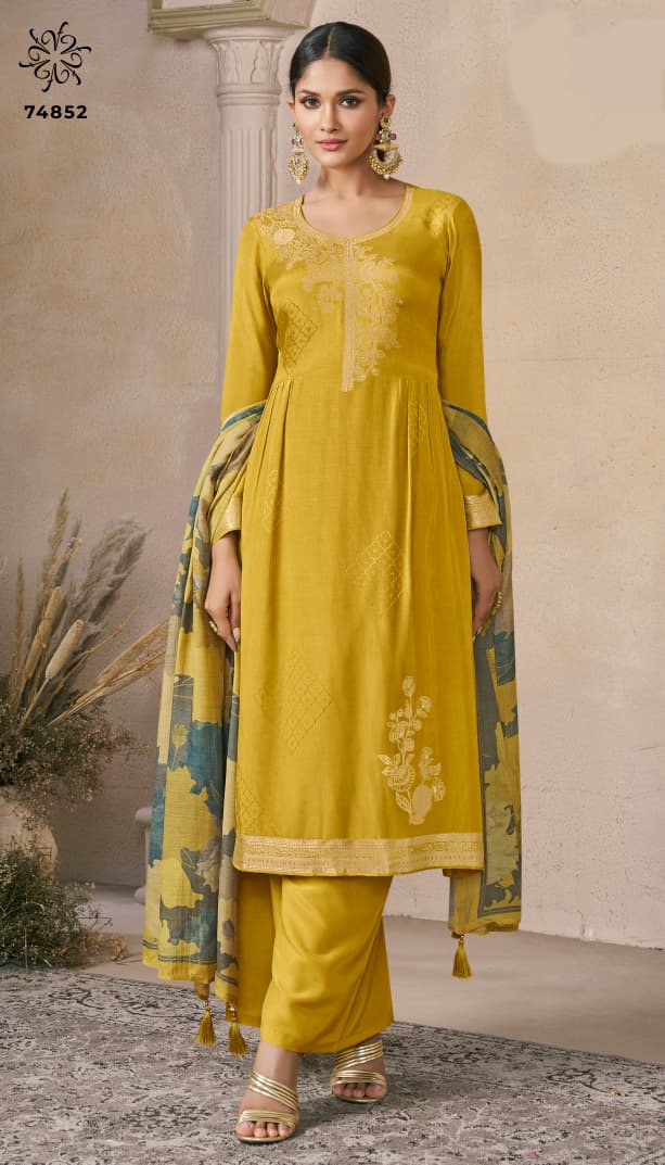 Navya 5 Kuleesh Vinay Fashion Llp Viscose Muslin Pant Style Suits Supplier India