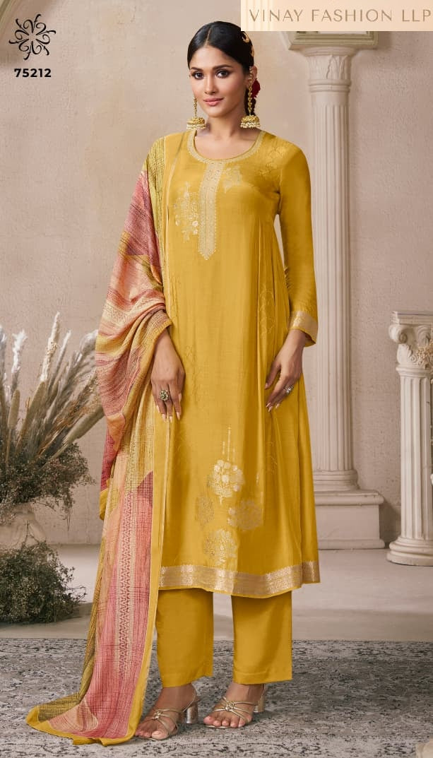 Navya 6 Kuleesh Vinay Fashion Llp Muslin Jacquard Pant Style Suits Wholesaler Ahmedabad