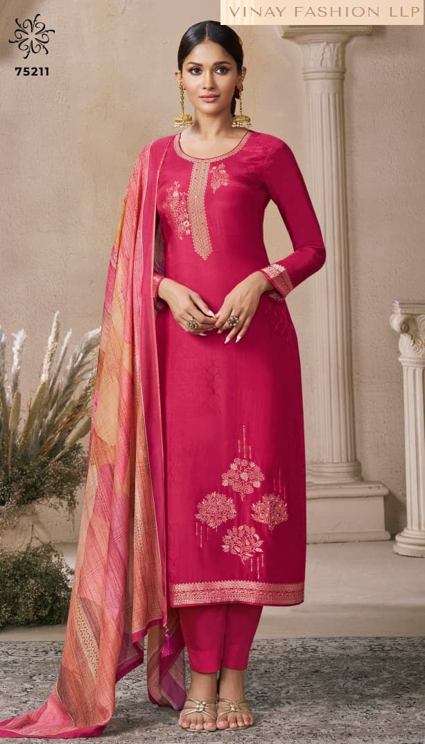 Navya 6 Kuleesh Vinay Fashion Llp Muslin Jacquard Pant Style Suits Wholesaler Ahmedabad
