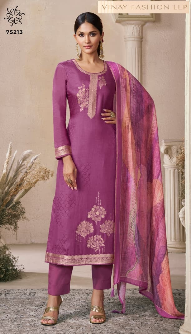 Navya 6 Kuleesh Vinay Fashion Llp Muslin Jacquard Pant Style Suits Wholesaler Ahmedabad