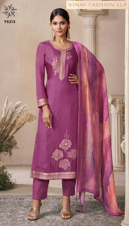 Navya 6 Kuleesh Vinay Fashion Llp Muslin Jacquard Pant Style Suits Wholesaler Ahmedabad