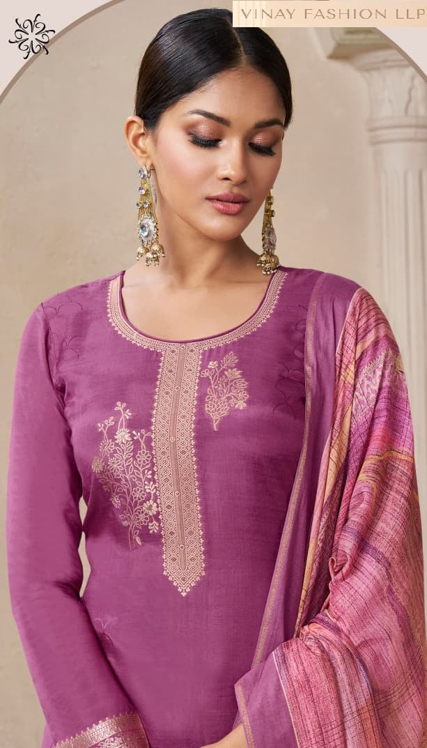 Navya 6 Kuleesh Vinay Fashion Llp Muslin Jacquard Pant Style Suits Wholesaler Ahmedabad