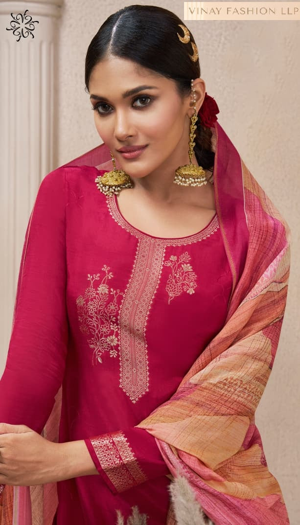 Navya 6 Kuleesh Vinay Fashion Llp Muslin Jacquard Pant Style Suits Wholesaler Ahmedabad