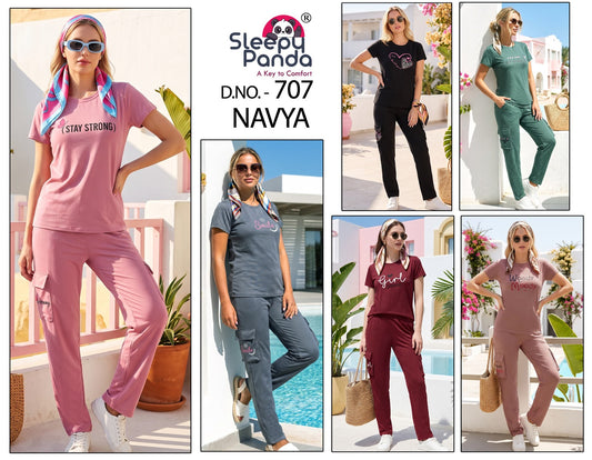 Navya 707 Sleepy Panda Tencil Pyjama Night Suits Manufacturer India