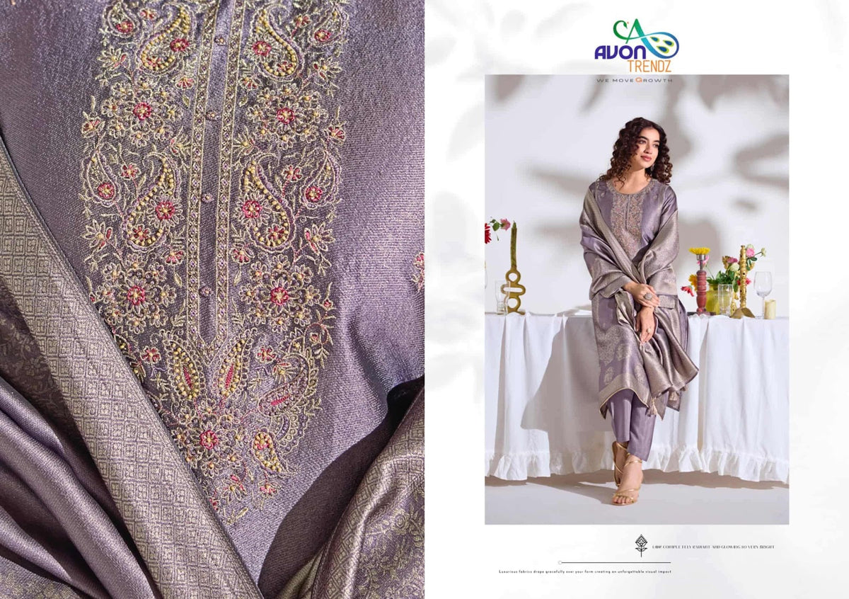 Navya Avon Trendz Silk Jacquard Pant Style Suits Wholesaler