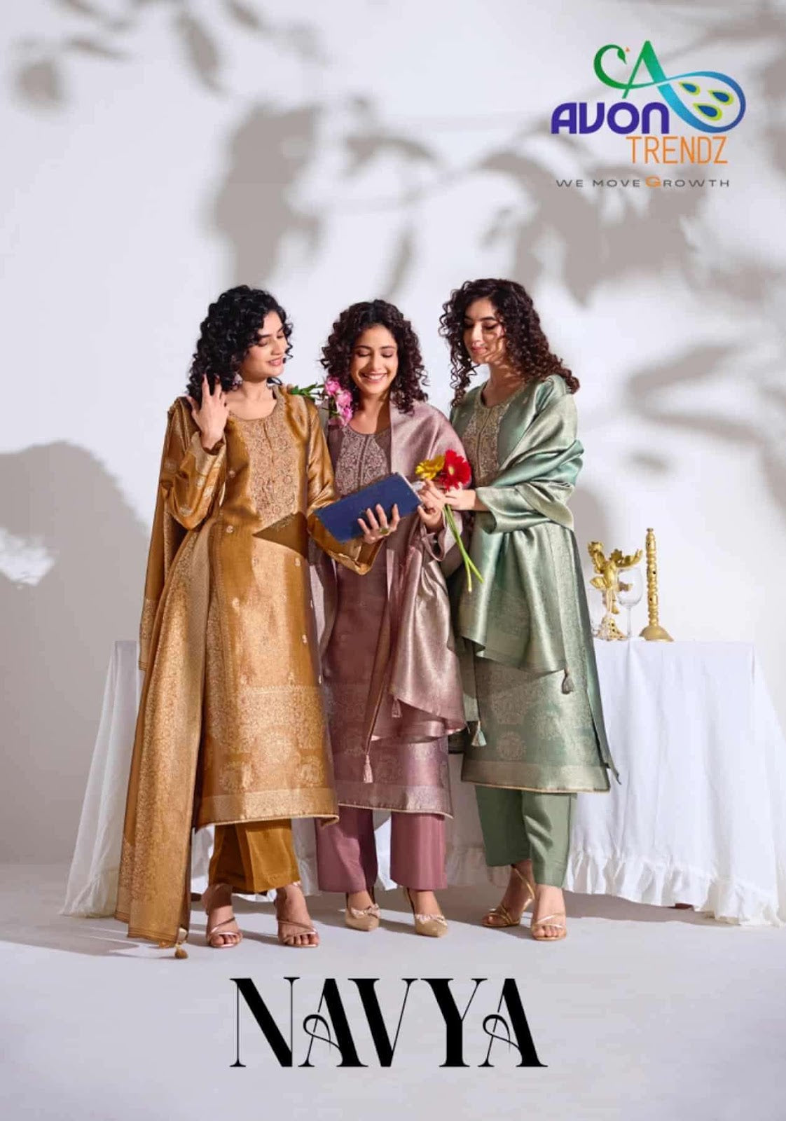 Navya Avon Trendz Silk Jacquard Pant Style Suits Wholesaler