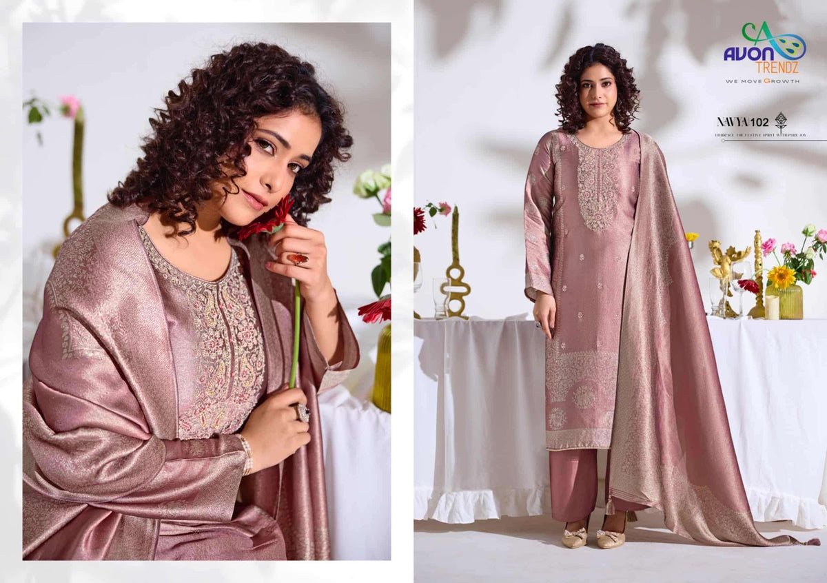 Navya Avon Trendz Silk Jacquard Pant Style Suits Wholesaler