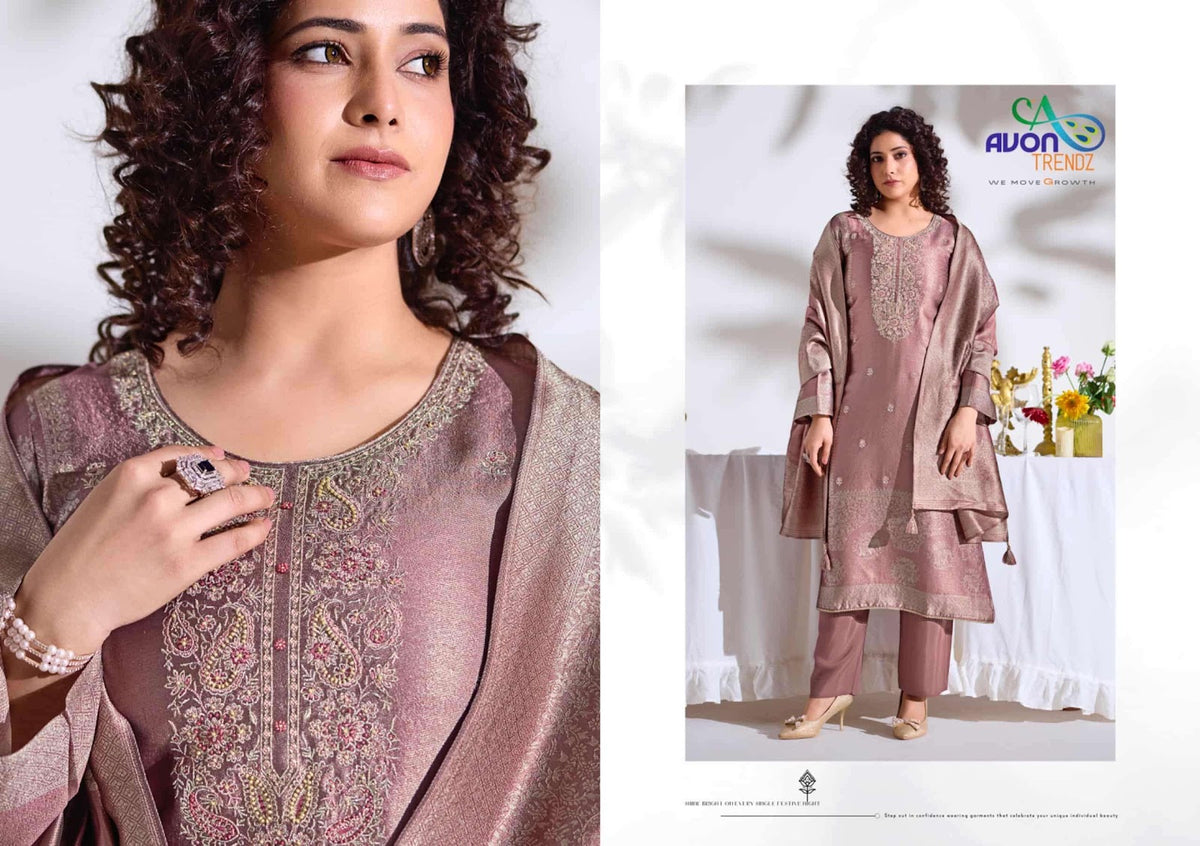 Navya Avon Trendz Silk Jacquard Pant Style Suits Wholesaler