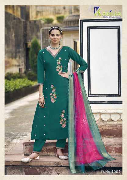 Navya Karissa Roman Silk Readymade Anarkali Suits Manufacturer Gujarat