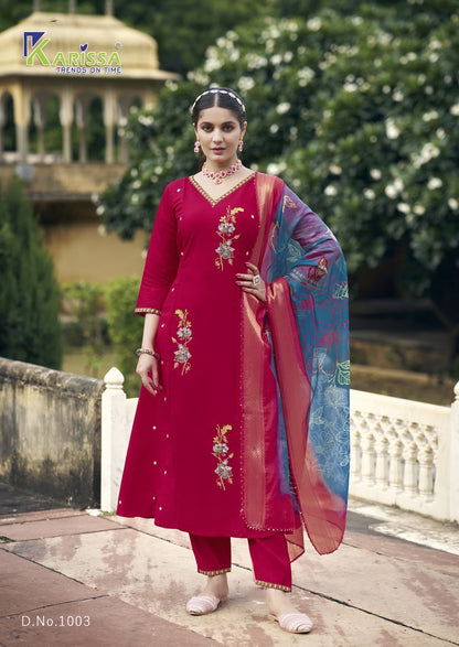 Navya Karissa Roman Silk Readymade Anarkali Suits Manufacturer Gujarat