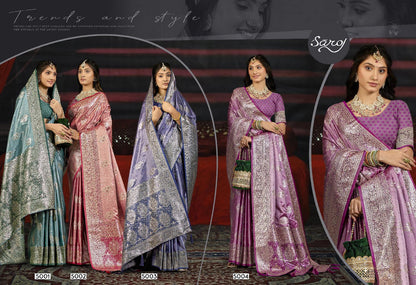 Navya Satin Saroski Vol 5 Saroj Sarees Wholesale Rate
