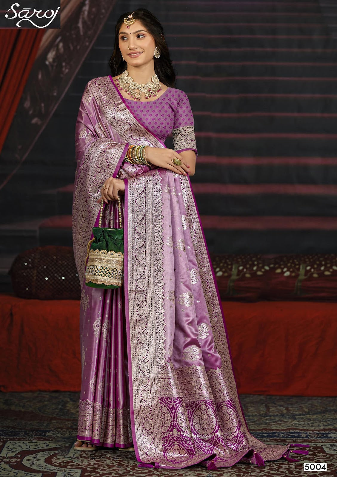 Navya Satin Saroski Vol 5 Saroj Sarees Wholesale Rate