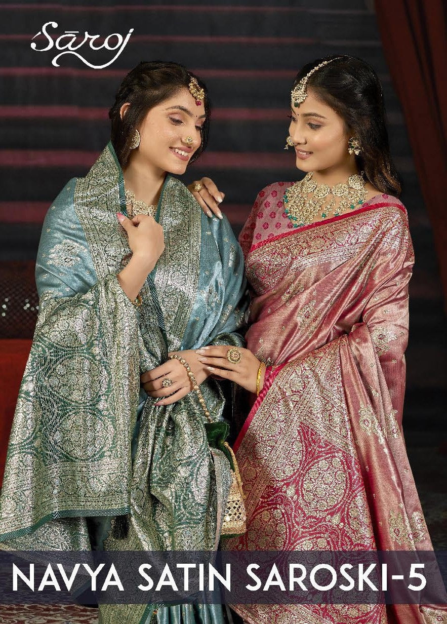 Navya Satin Saroski Vol 5 Saroj Sarees Wholesale Rate