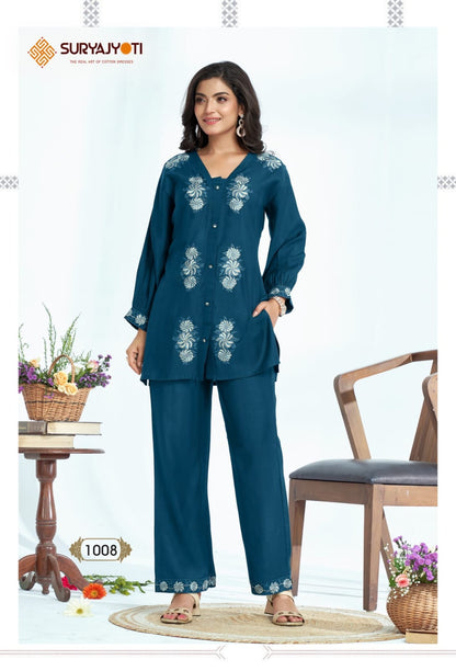 Navya Vol 1 Suryajyoti Vertigan Co Ord Set Supplier Gujarat