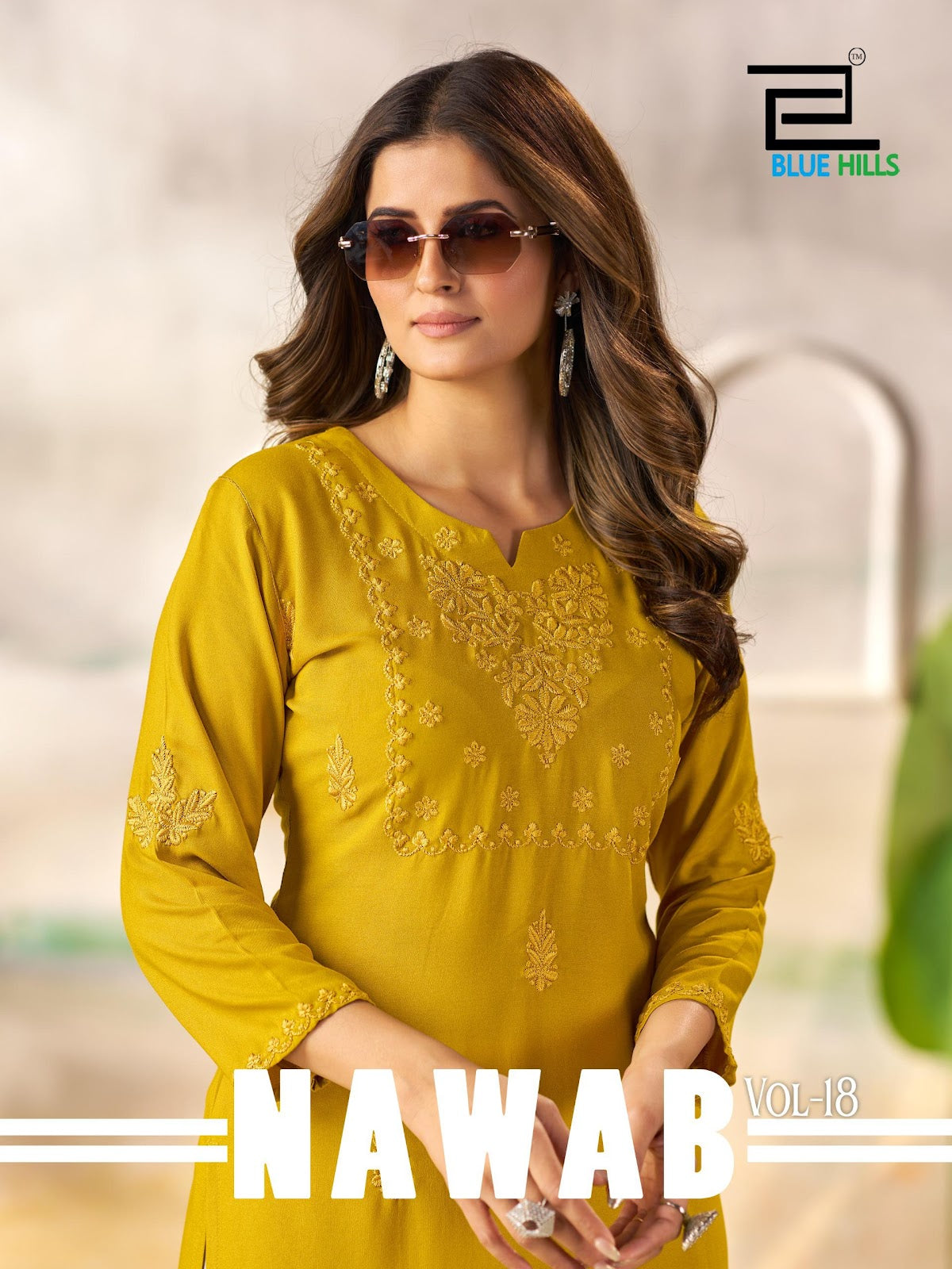 Nawab Vol 18 Blue Hills Rayon 14Kg Knee Length Kurtis Supplier India