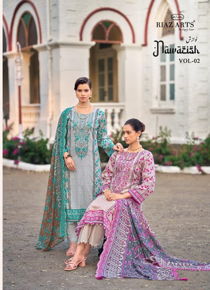 Nawazish Vol 2 0105 Riaz Art Lawn Karachi Salwar Suits Wholesaler India
