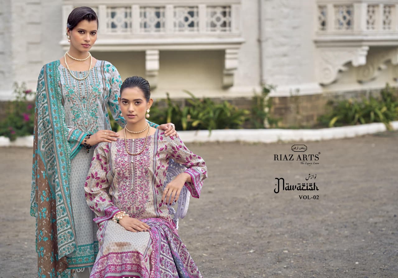 Nawazish Vol 2 0105 Riaz Art Lawn Karachi Salwar Suits Wholesaler India