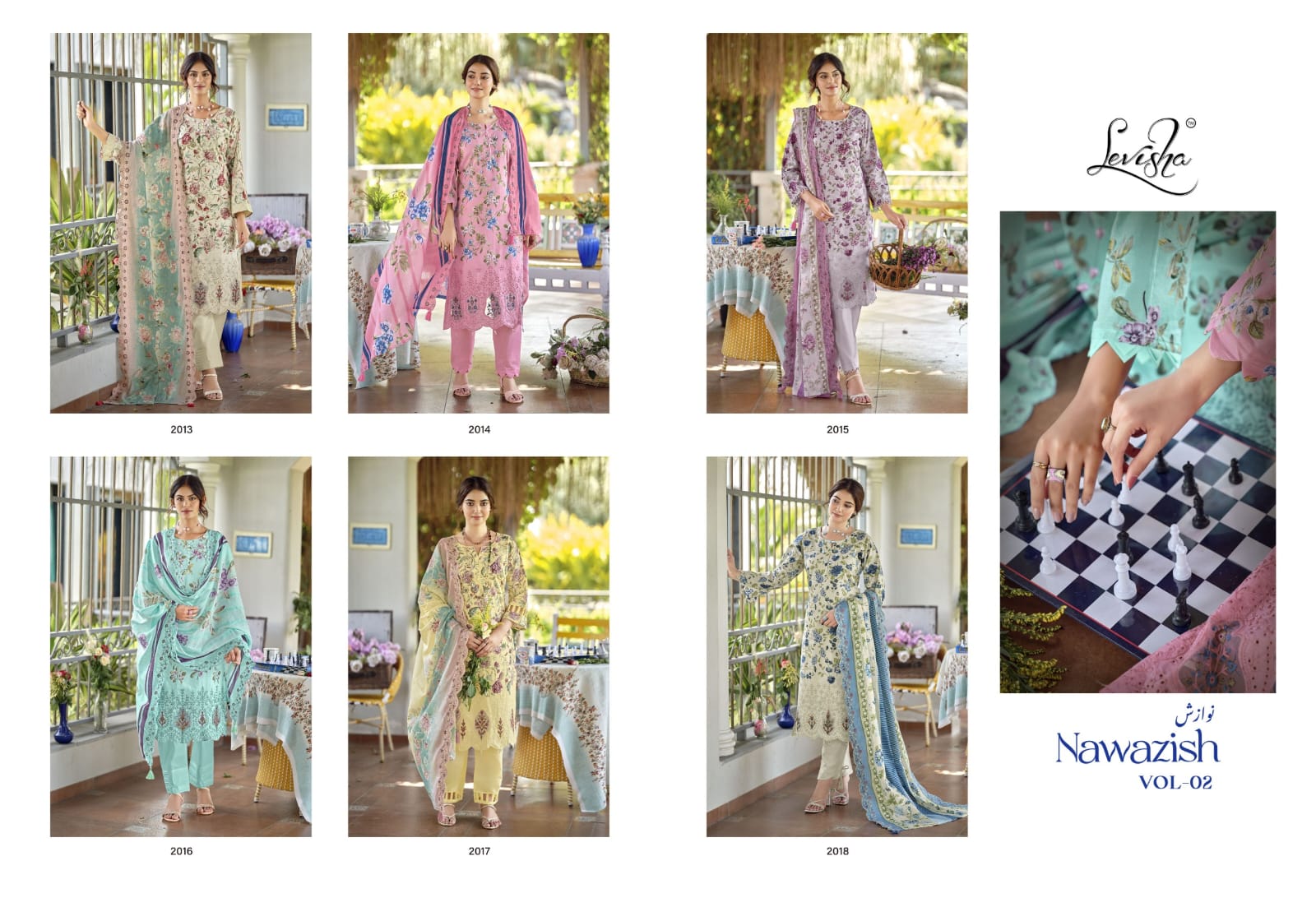 Nawazish Vol 2 Levisha Lawn Cotton Karachi Salwar Suits Wholesaler Gujarat