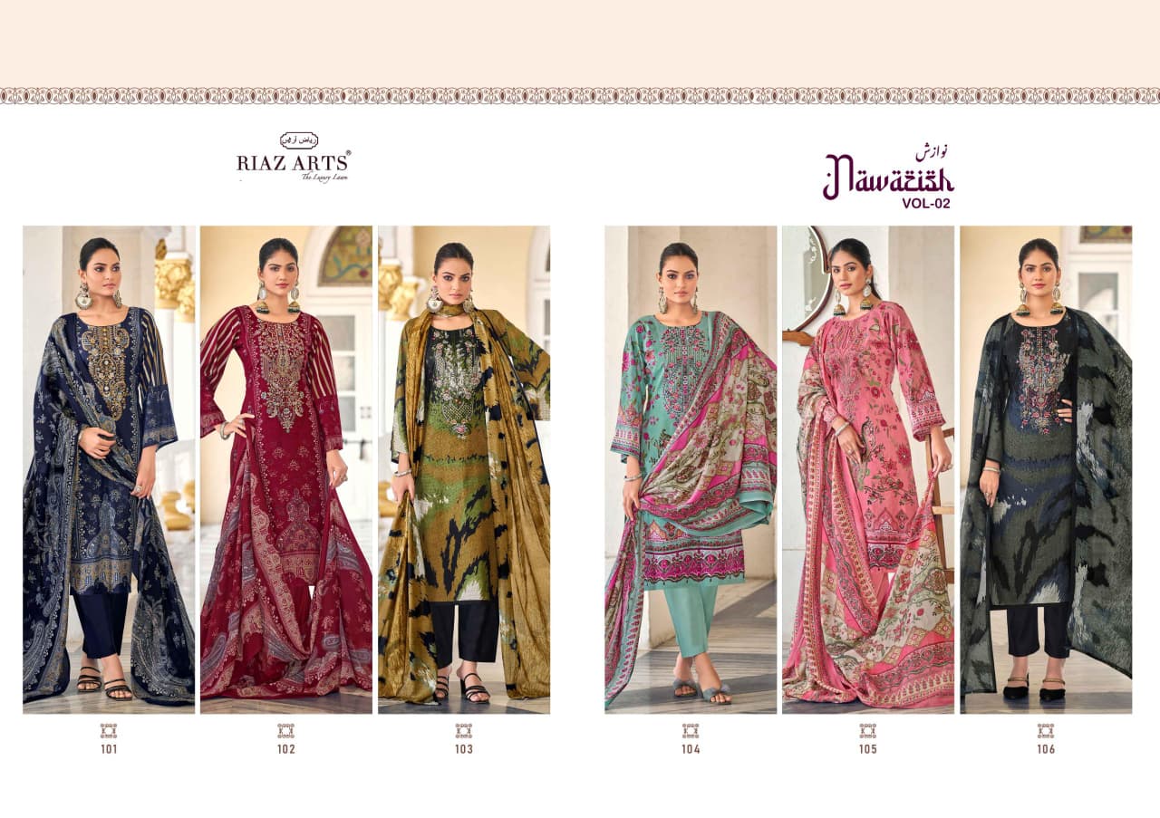 Nawazish Vol 2 Riaz Art Cotton Karachi Salwar Suits Wholesale