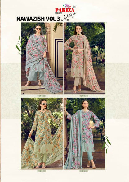 Nawazish Vol 3 Pakiza Prints Cotton Lawn Karachi Salwar Suits Exporter