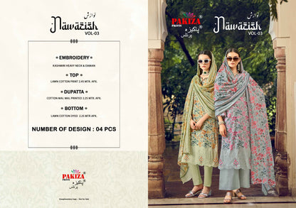 Nawazish Vol 3 Pakiza Prints Cotton Lawn Karachi Salwar Suits Exporter