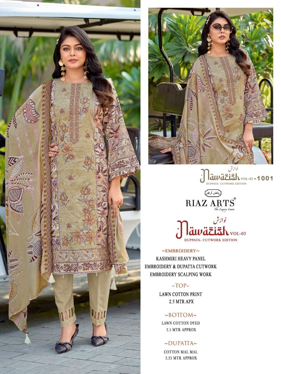 Nawazish Vol 3 Riaz Art Lawn Cotton Karachi Salwar Suits Manufacturer Gujarat
