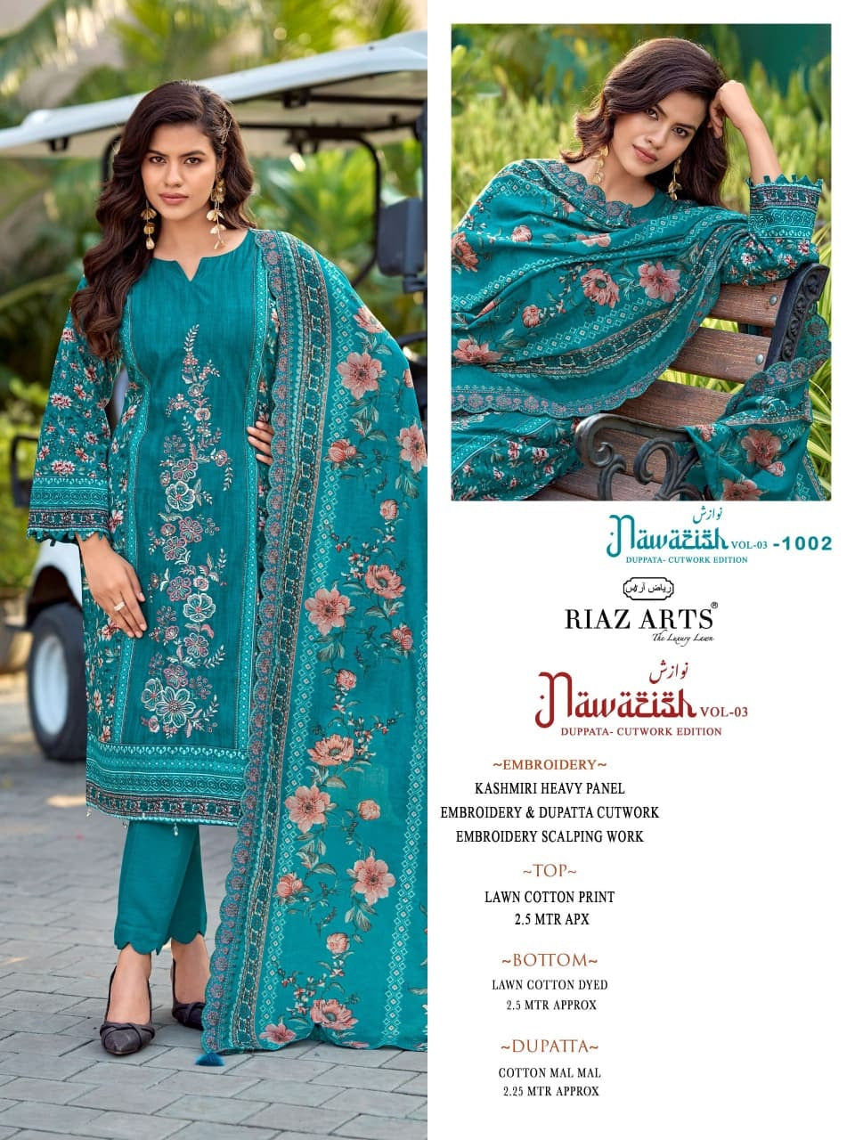 Nawazish Vol 3 Riaz Art Lawn Cotton Karachi Salwar Suits Manufacturer Gujarat