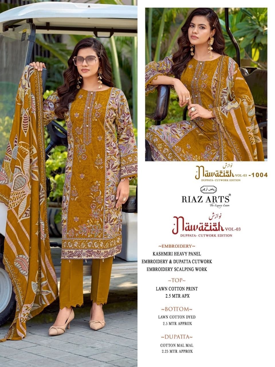 Nawazish Vol 3 Riaz Art Lawn Cotton Karachi Salwar Suits Manufacturer Gujarat
