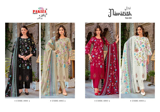 Nawazish Vol 4 Pakiza Prints Lawn Cotton Karachi Salwar Suits Exporter Gujarat