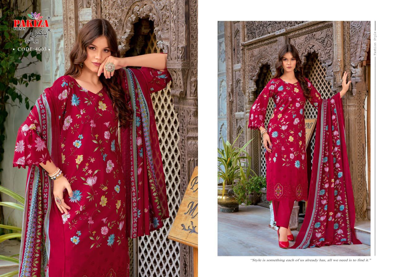 Nawazish Vol 4 Pakiza Prints Lawn Cotton Karachi Salwar Suits Exporter Gujarat