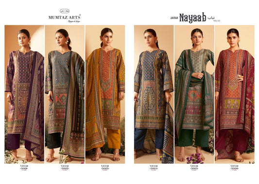 Nayaab Vol 3 Mumtaz Arts Viscose Muslin Karachi Salwar Suits Wholesale