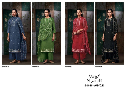 Nayanshi S4818 Ganga Cotton Plazzo Style Suits Wholesaler Ahmedabad