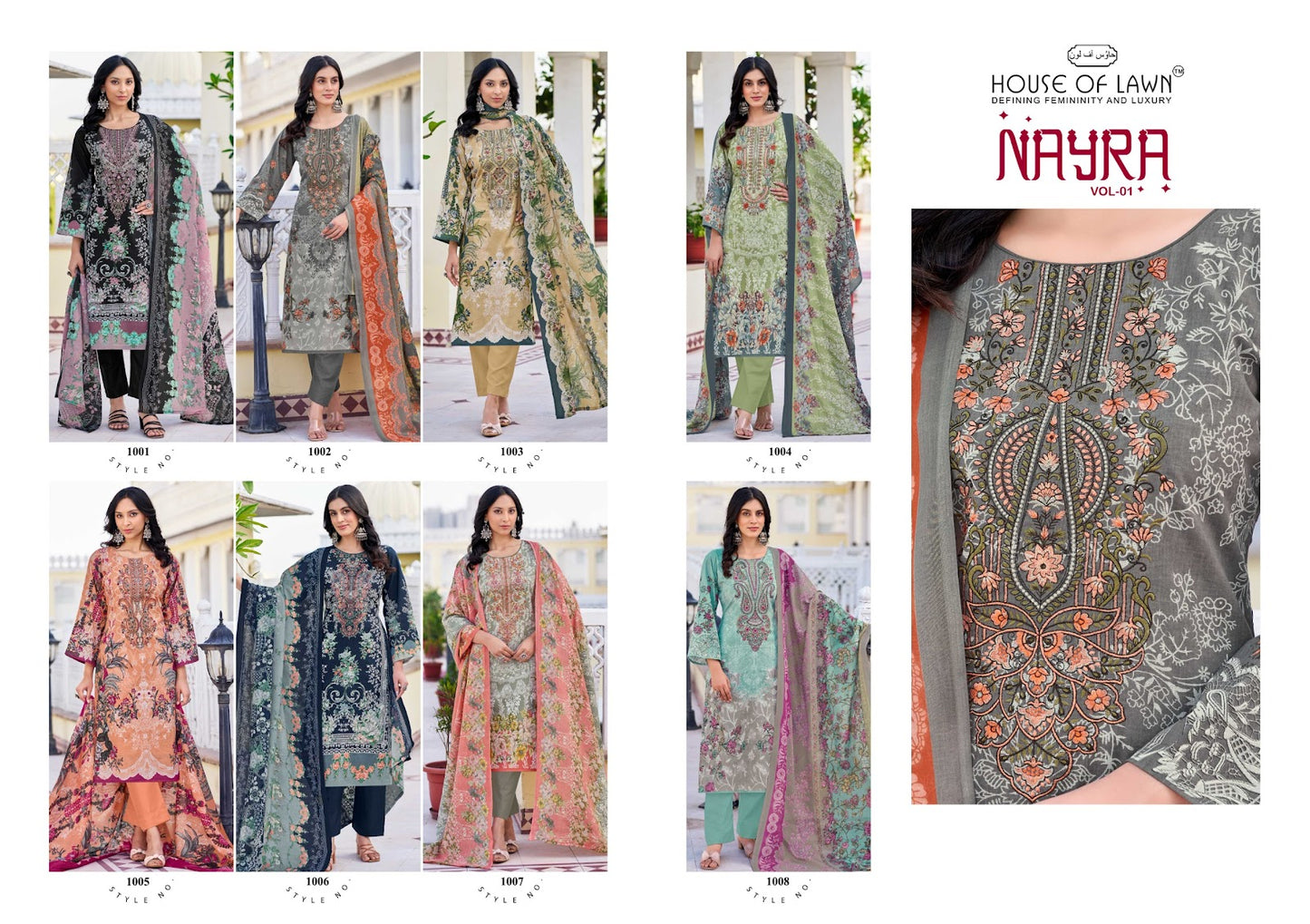 Nayra Vol 1 House Of Lawn Cotton Karachi Salwar Suits Exporter Ahmedabad