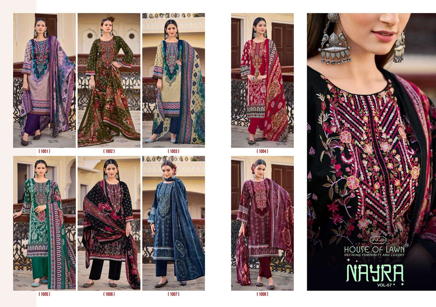 Nayra Vol 7 House Of Lawn Pure Cotton Karachi Salwar Suits Wholesaler Ahmedabad