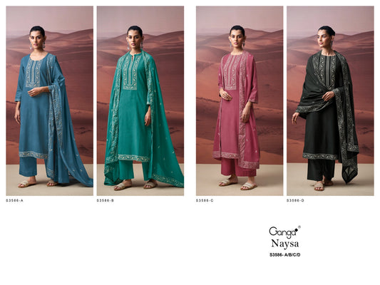 Naysa 3586 Ganga Premium Cotton Plazzo Style Suits Wholesaler Ahmedabad