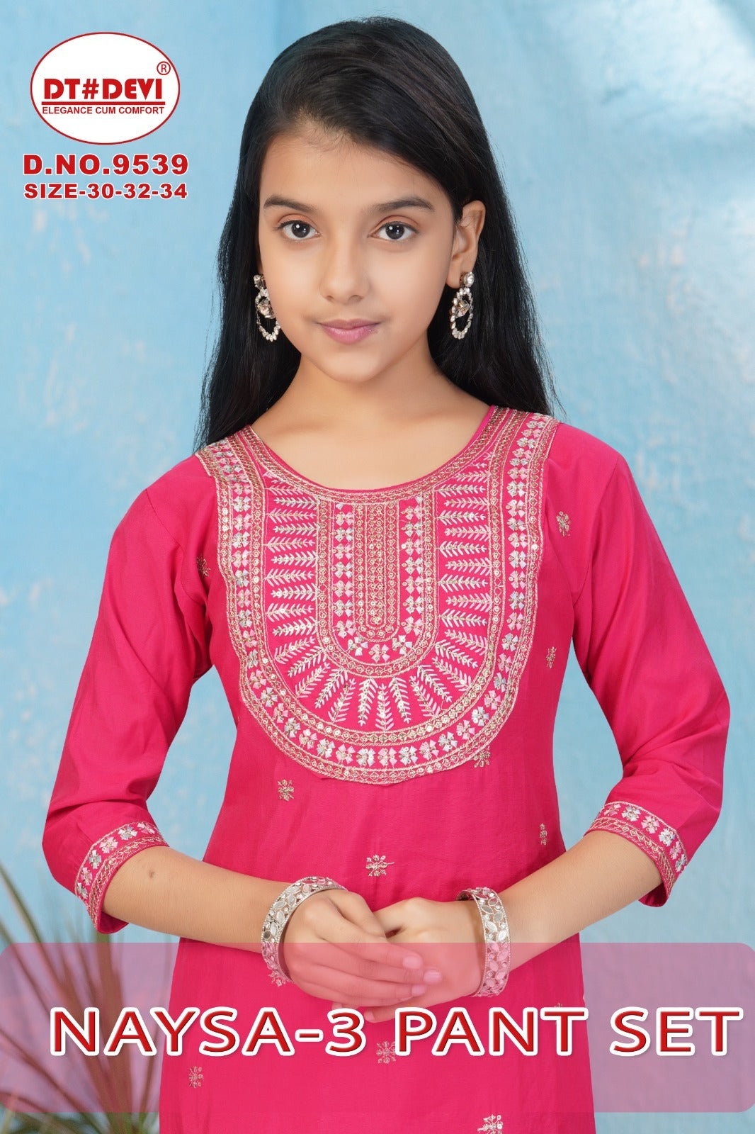 Naysa Vol 3 9539 Dt Devi Roman Silk Girls Readymade Pant Suits Wholesale